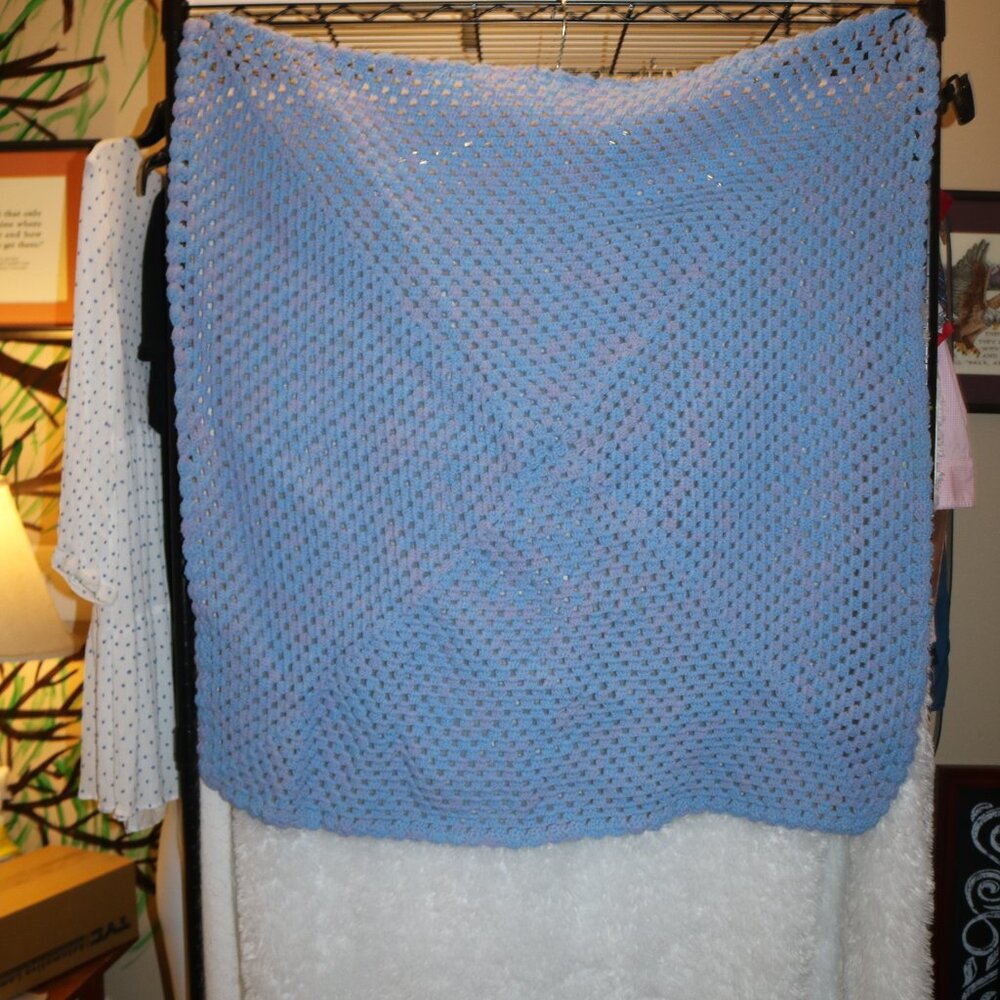 Handmade crochet/afghan baby blanket 35x35 very nice tight stitches